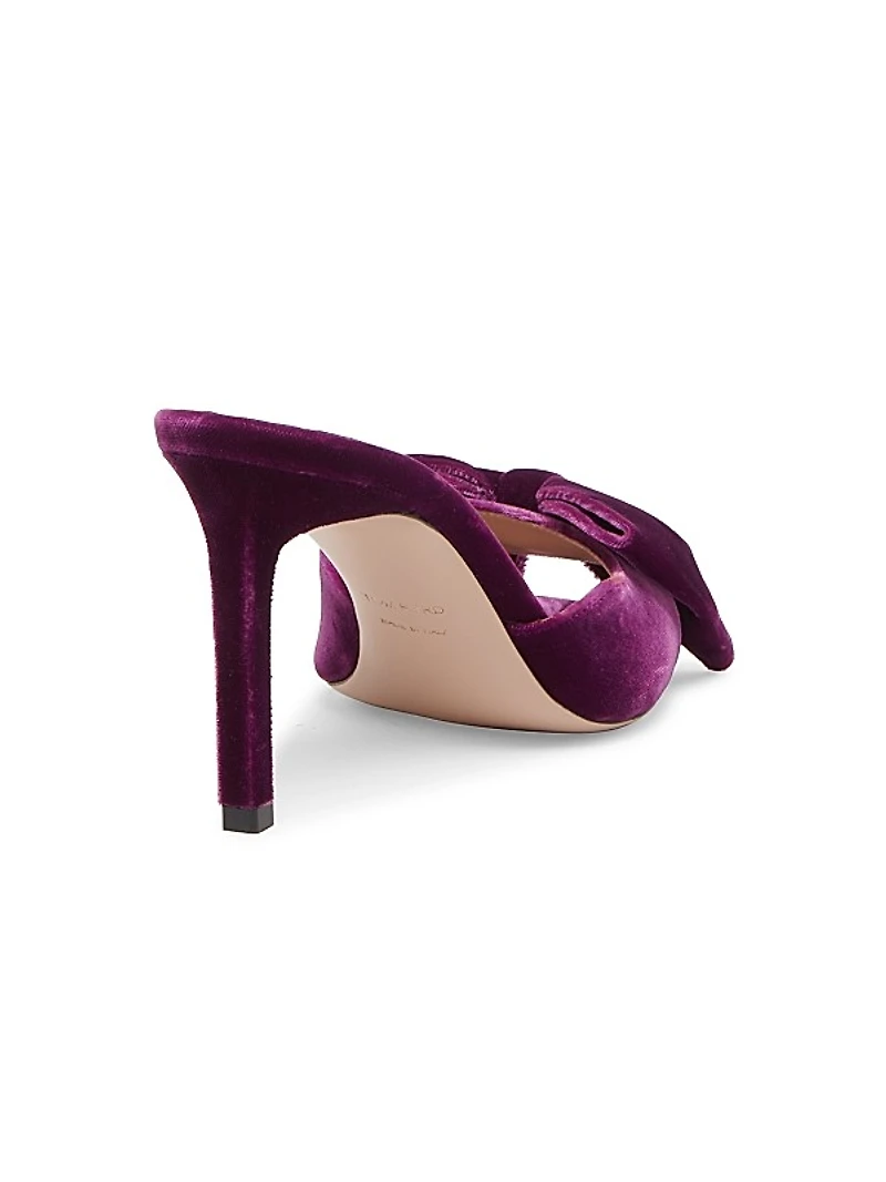 Brigitte 85MM Open-Toe Velvet Pumps