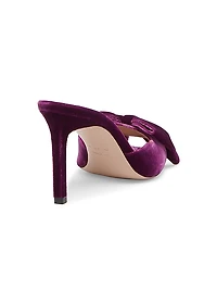 Brigitte 85MM Open-Toe Velvet Pumps
