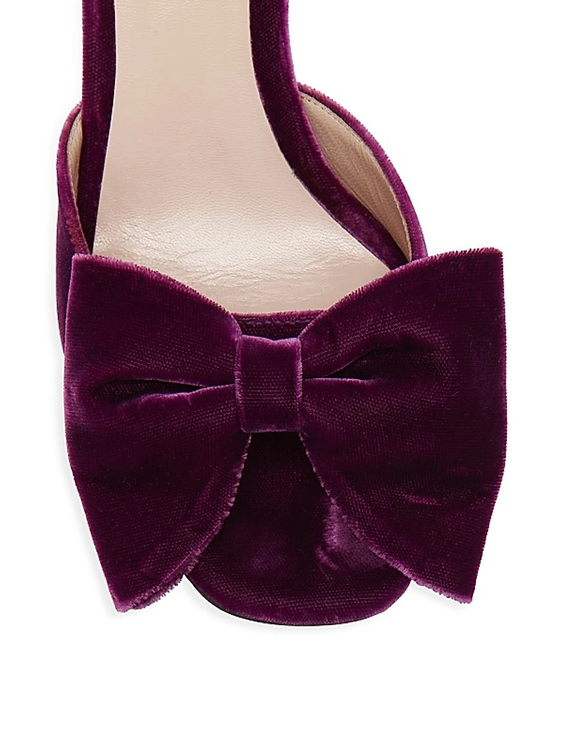 Brigitte 85MM Open-Toe Velvet Pumps