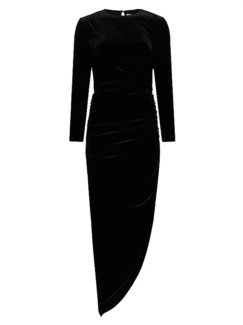 Tristana Velvet Asymmetric Maxi Dress