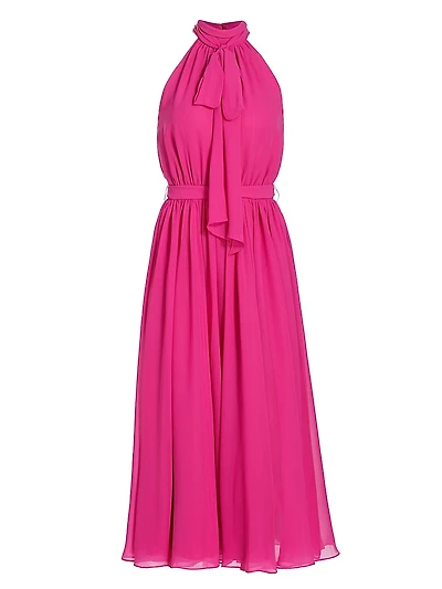 Jasmine Georgette Tieneck Midi-Dress