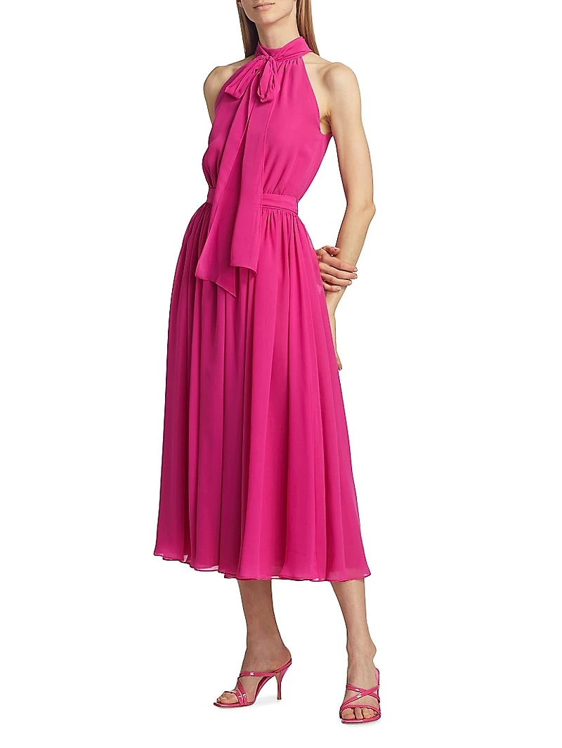 Jasmine Georgette Tieneck Midi-Dress