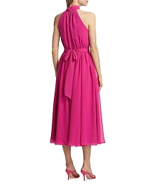 Jasmine Georgette Tieneck Midi-Dress