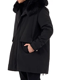 Parka With Shearling Lamb Hood Trim