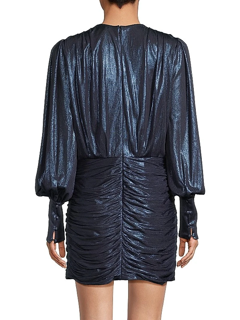 Gathered Lamé Minidress