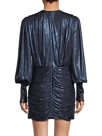 Gathered Lamé Minidress
