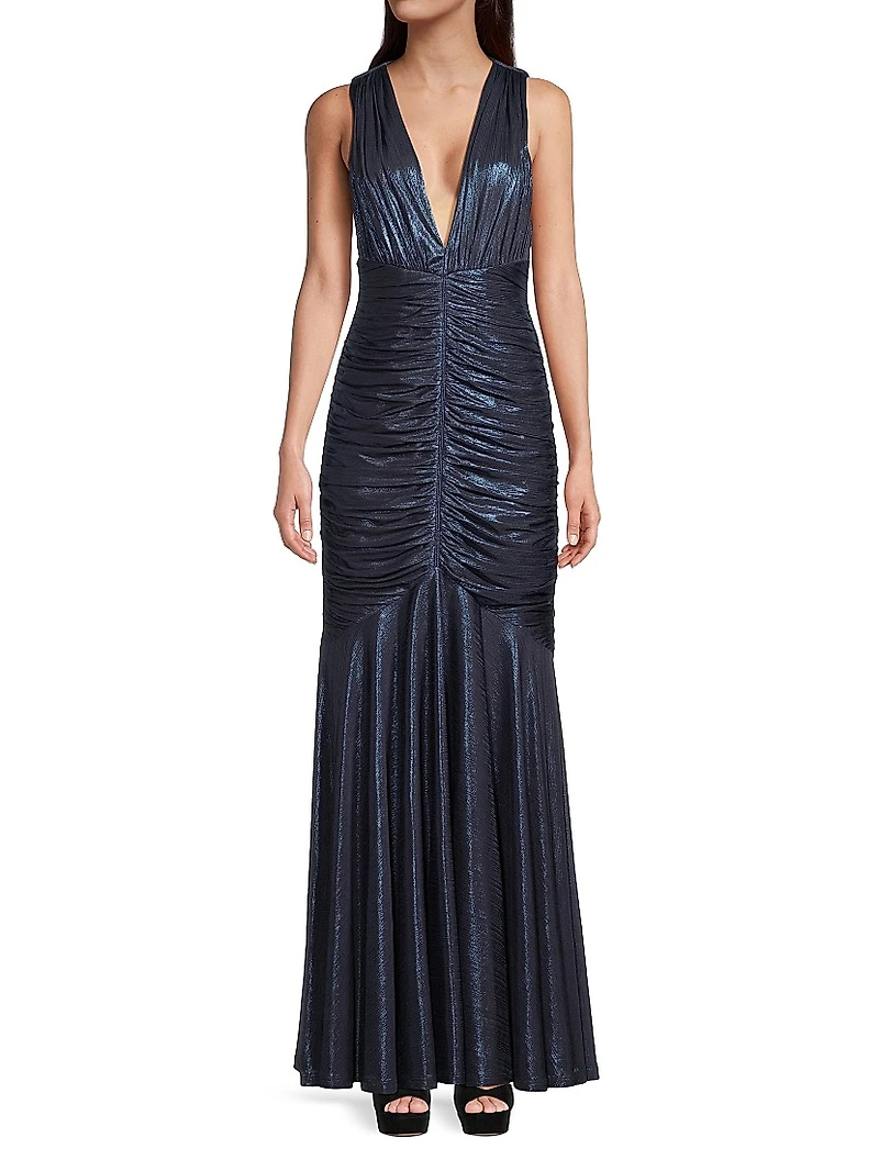 Ruched Lamé Gown