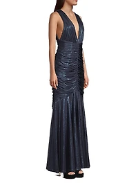 Ruched Lamé Gown