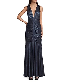Ruched Lamé Gown