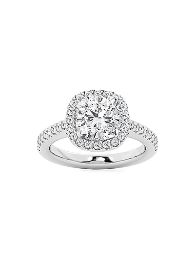 14K White Gold & 2.5 TCW Lab-Grown Diamond Halo Ring