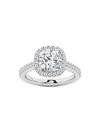 14K White Gold & TCW Lab-Grown Diamond Halo Ring