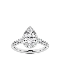 14K White Gold & 1.75 TCW Diamond Halo Ring