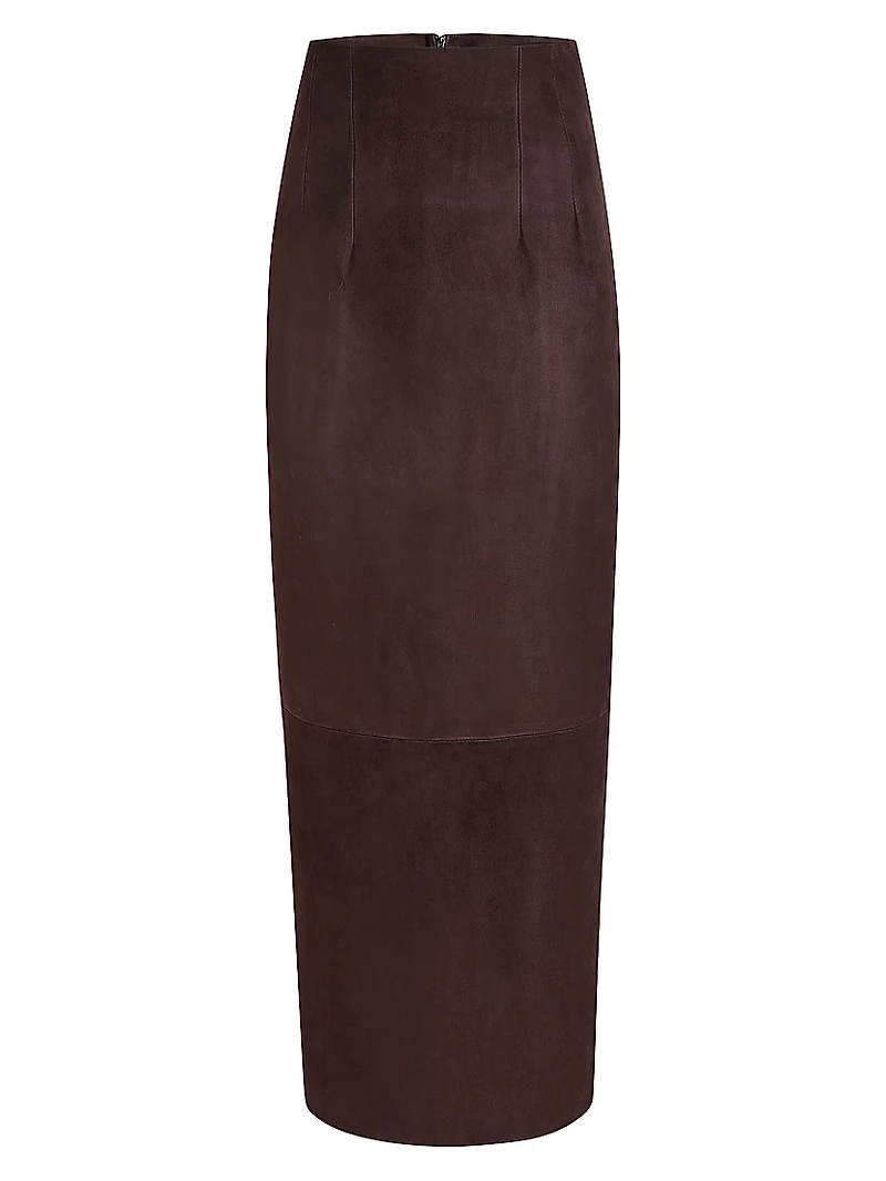 Loxley Leather High-Rise Pencil Midi-Skirt