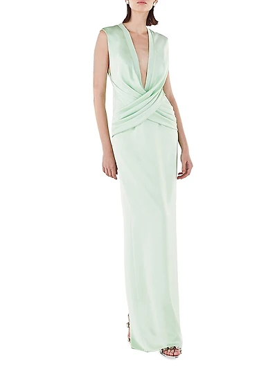 Sleeveless Crisscrossed Satin Gown