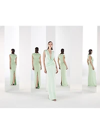 Sleeveless Crisscrossed Satin Gown