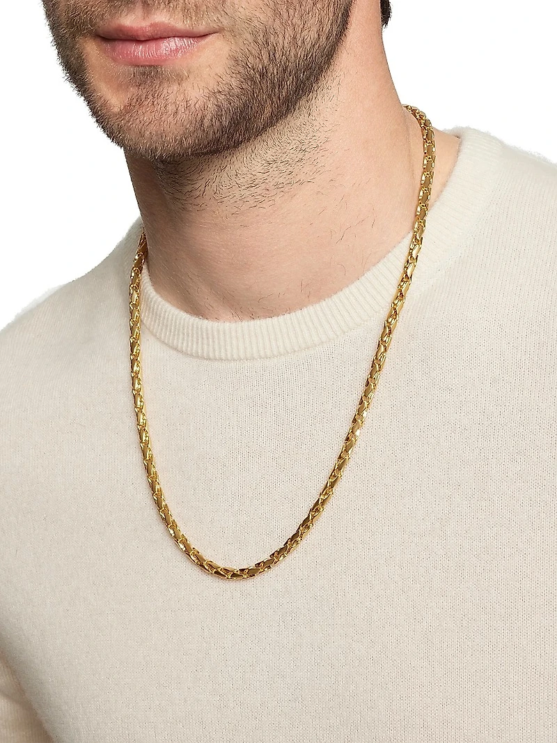 Fluted Chain Necklace 18K Gold, 5mm