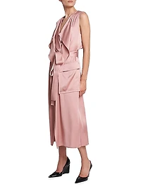 Satin Trench Midi-Dress