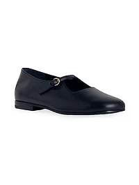 Leather Square-Toe Mary-Jane Flats