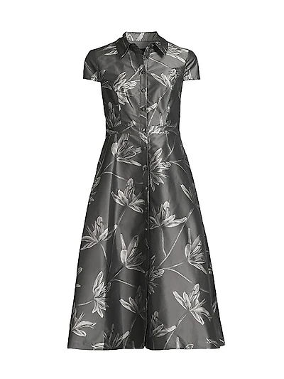 Floral Jacquard Midi-Dress