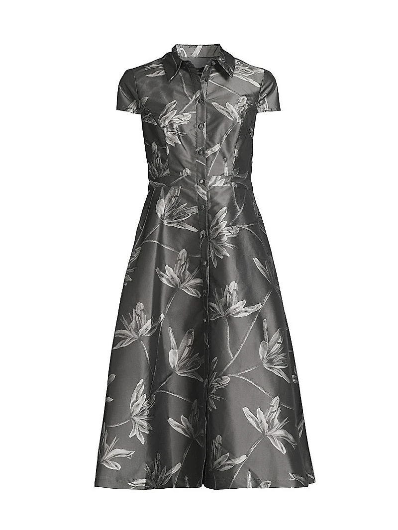 Floral Jacquard Midi-Dress