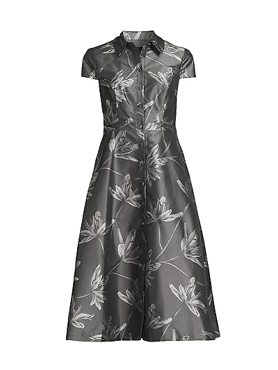 Floral Jacquard Midi-Dress