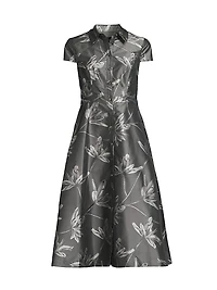 Floral Jacquard Midi-Dress