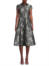 Floral Jacquard Midi-Dress