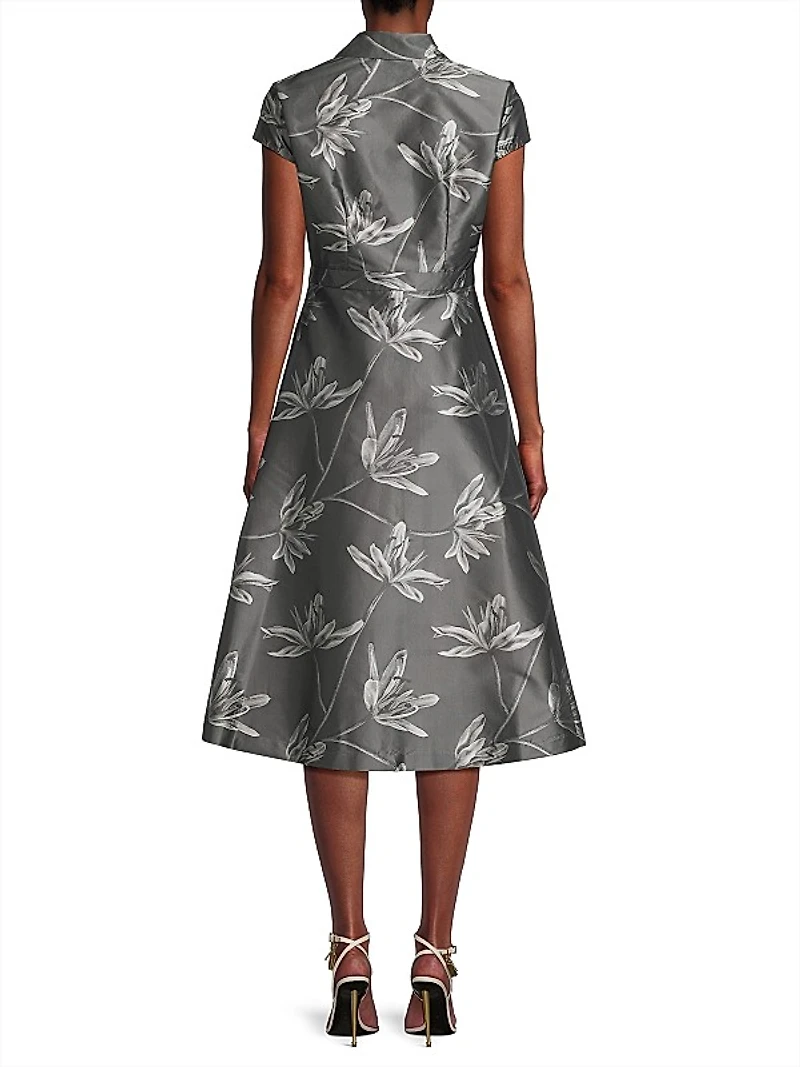 Floral Jacquard Midi-Dress