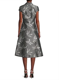Floral Jacquard Midi-Dress