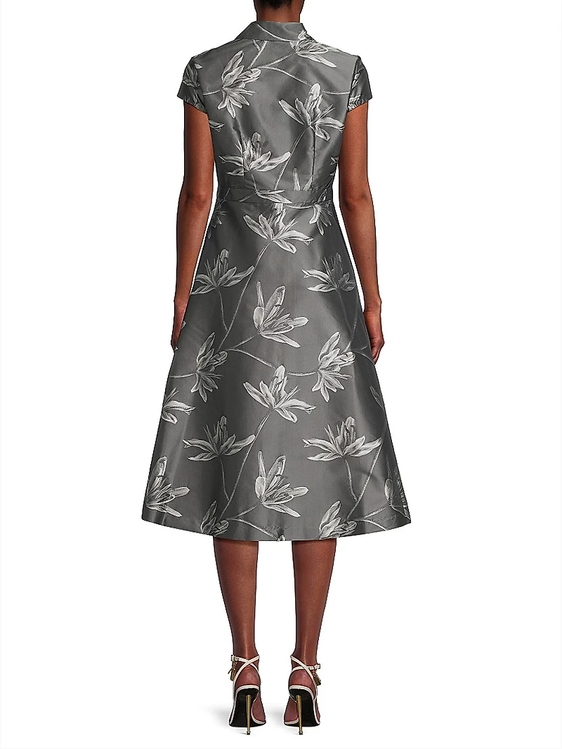 Floral Jacquard Midi-Dress