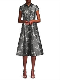Floral Jacquard Midi-Dress