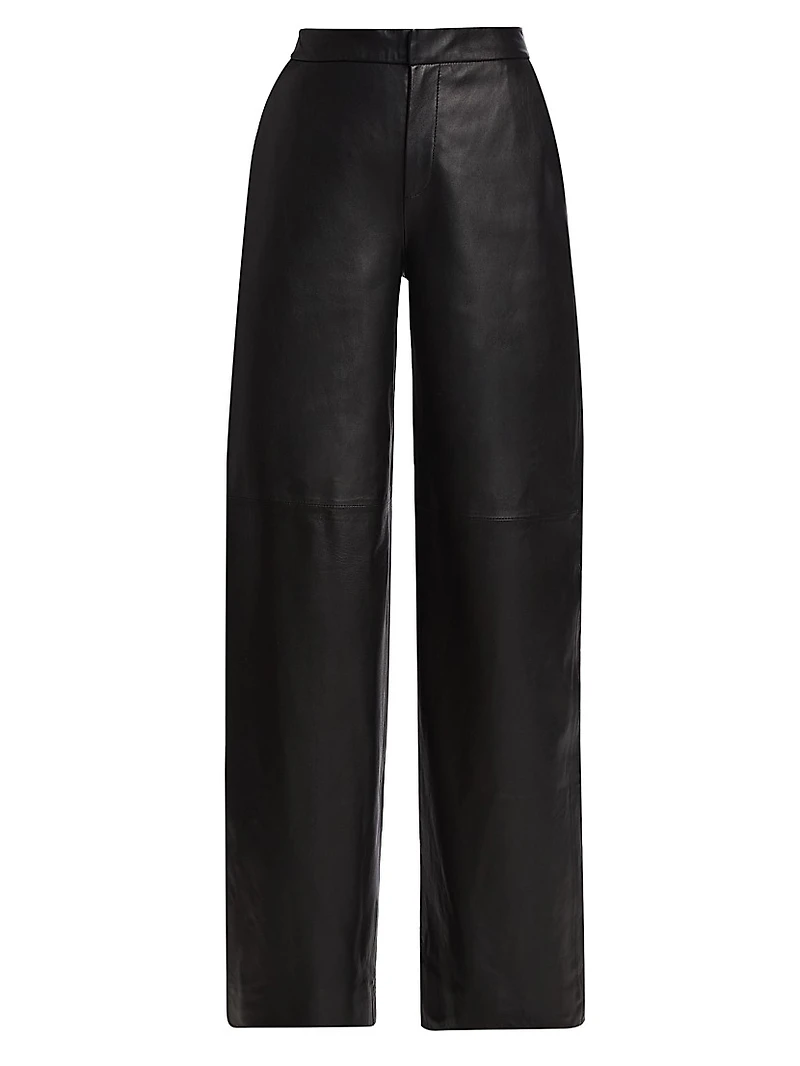 Livvy Leather Straight-Leg Pants