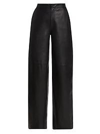 Livvy Leather Straight-Leg Pants
