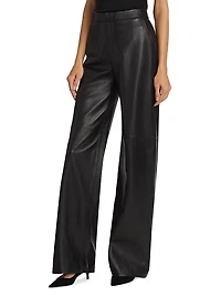 Livvy Leather Straight-Leg Pants