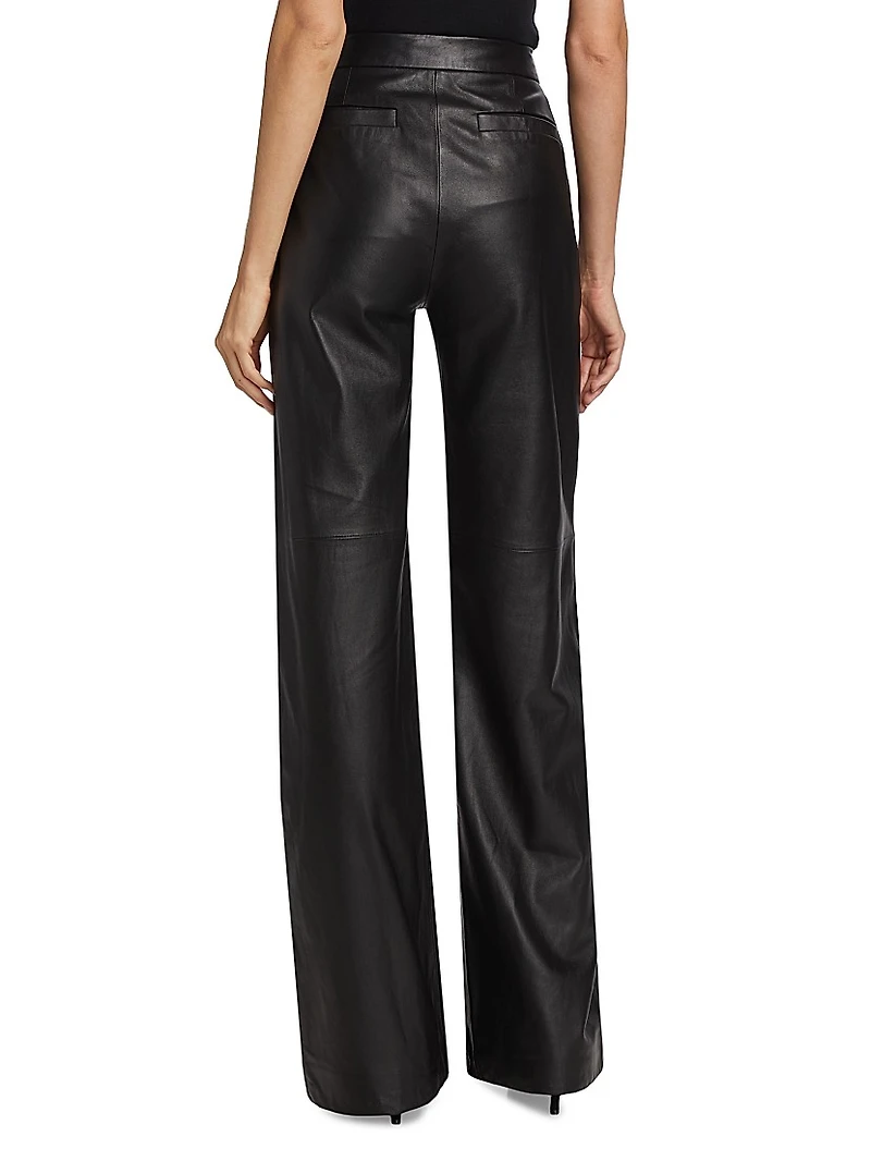 Livvy Leather Straight-Leg Pants