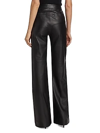 Livvy Leather Straight-Leg Pants
