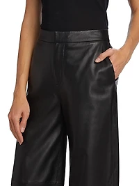 Livvy Leather Straight-Leg Pants