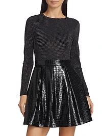 Chara Crocodile-Embossed Faux Leather Minidress