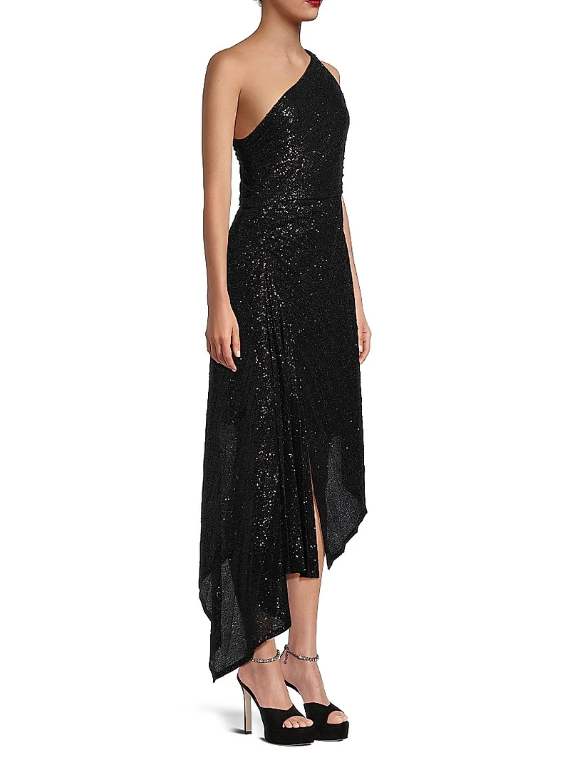 Ava Asymmetric Sequin Dress