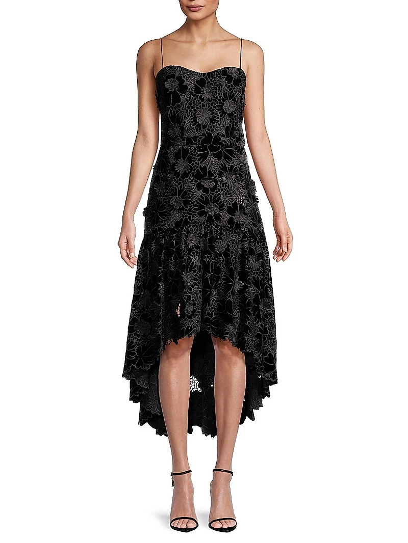 Alexa Floral Velvet Midi-Dress