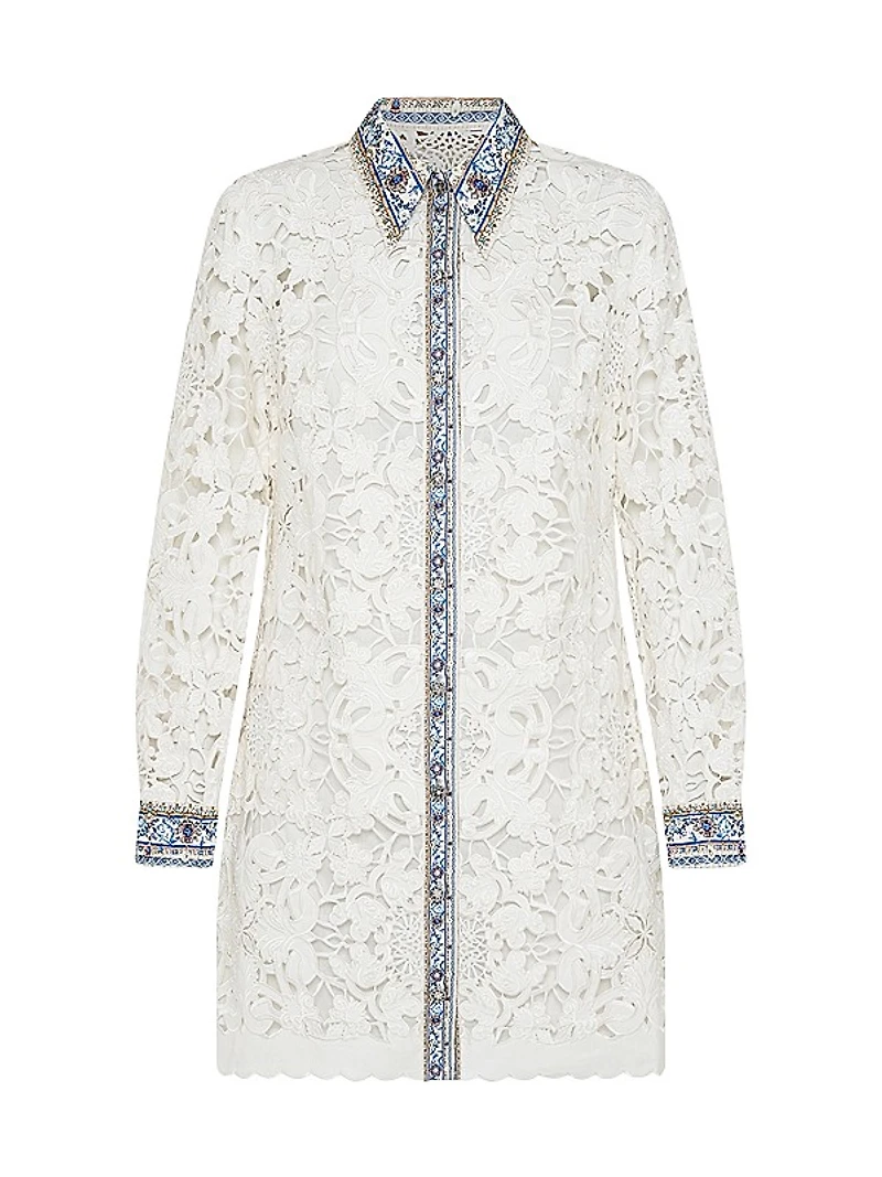 Lace Long-Sleeve Shirtdress