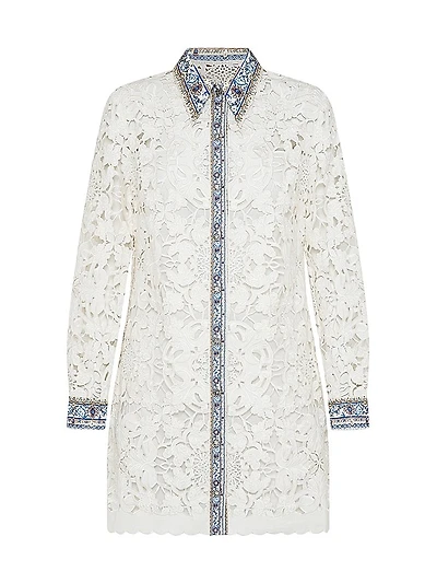 Lace Long-Sleeve Shirtdress