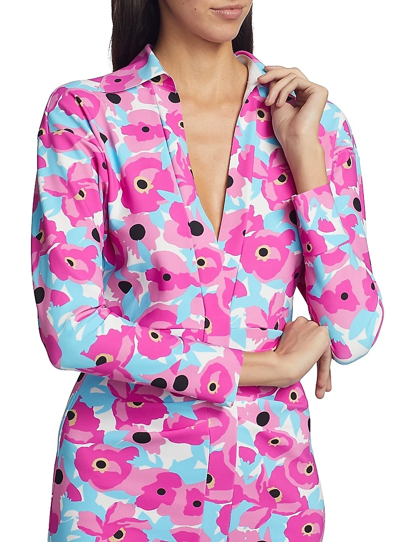 Maixut Floral Jersey Minidress