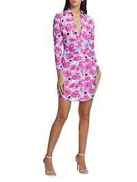 Maixut Floral Jersey Minidress