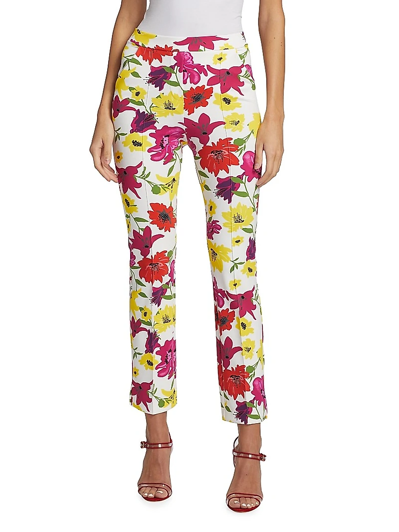 Nuccia Floral Stretch Crop Pants