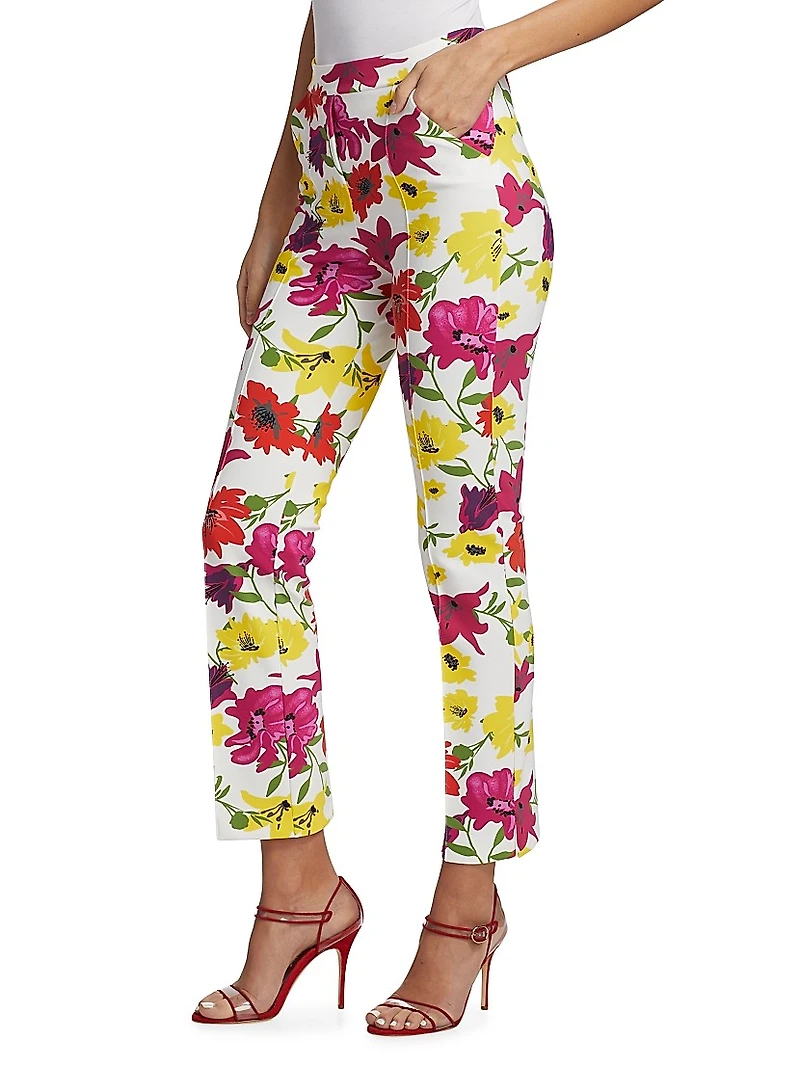 Nuccia Floral Stretch Crop Pants