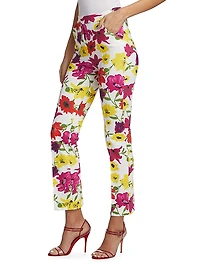 Nuccia Floral Stretch Crop Pants
