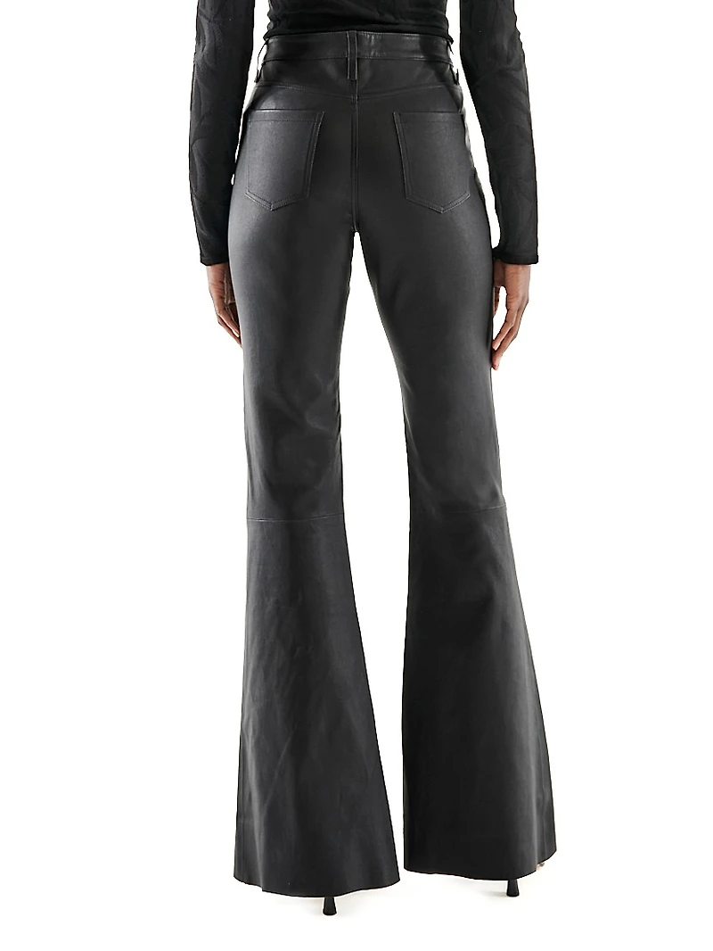 Robbie Stretch Leather Flare Pants