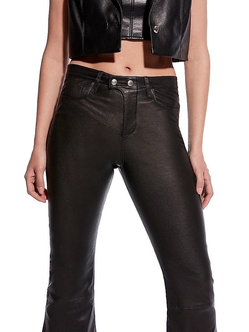 Robbie Stretch Leather Flare Pants