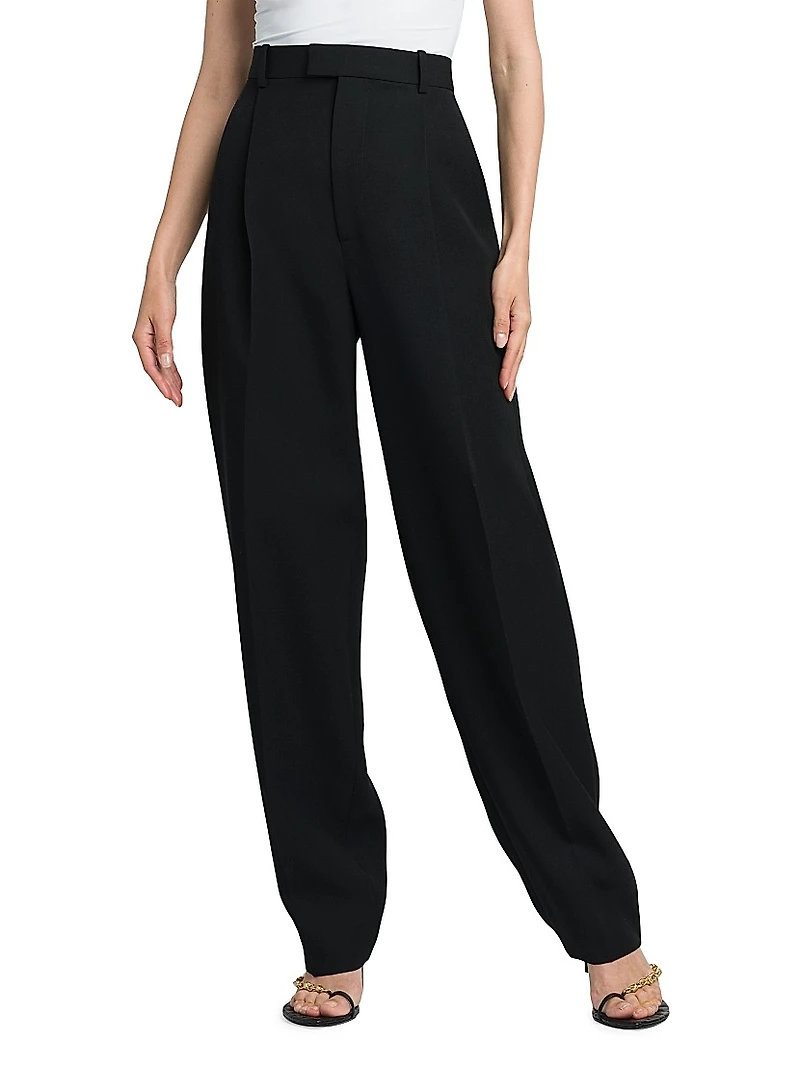 Tailored Wide-Leg Wool Pants